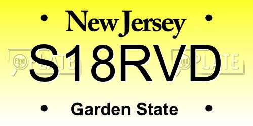 S18RVD New Jersey License Plate