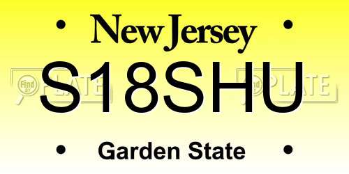 S18SHU New Jersey License Plate