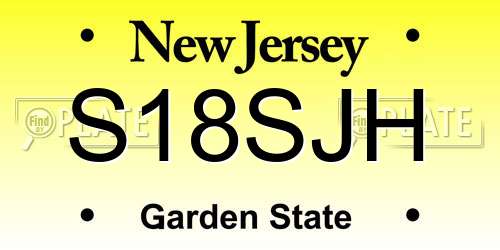 S18SJH New Jersey License Plate