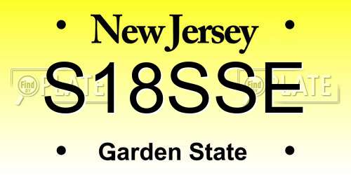 S18SSE New Jersey License Plate