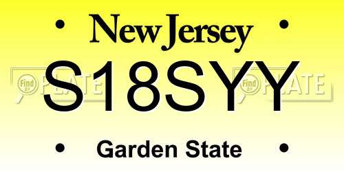 S18SYY New Jersey License Plate
