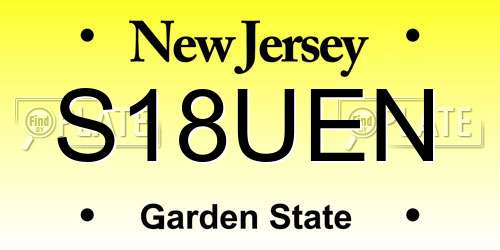 S18UEN New Jersey License Plate