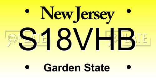 S18VHB New Jersey License Plate