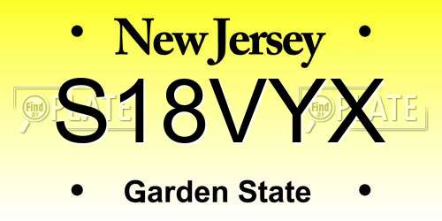 S18VYX New Jersey License Plate