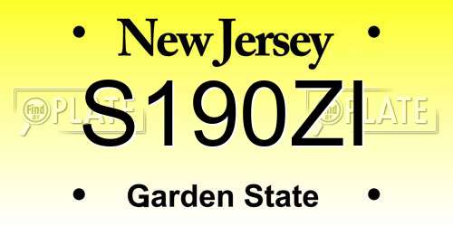 S190ZI New Jersey License Plate