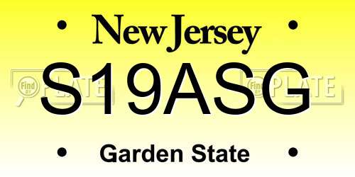 S19ASG New Jersey License Plate