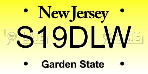 S19DLW New Jersey License Plate