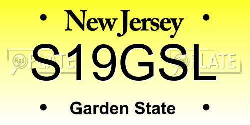 S19GSL New Jersey License Plate