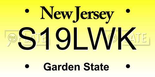 S19LWK New Jersey License Plate