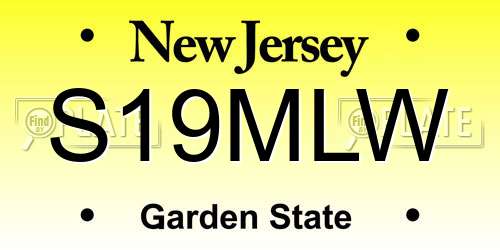 S19MLW New Jersey License Plate