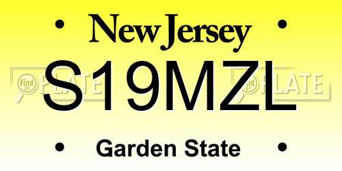 S19MZL New Jersey License Plate
