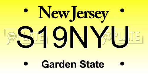 S19NYU New Jersey License Plate