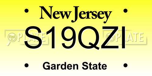 S19QZI New Jersey License Plate