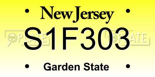 S1F303 New Jersey License Plate