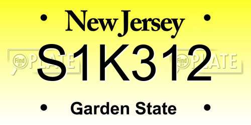 S1K312 New Jersey License Plate