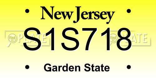 S1S718 New Jersey License Plate