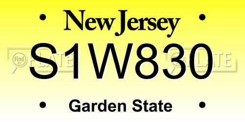 S1W830 New Jersey License Plate