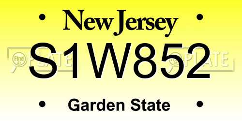 S1W852 New Jersey License Plate
