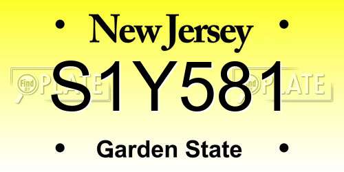 S1Y581 New Jersey License Plate