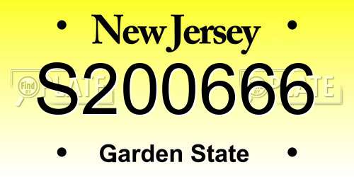 S200666 New Jersey License Plate