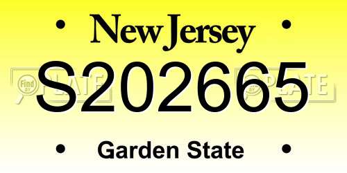 S202665 New Jersey License Plate