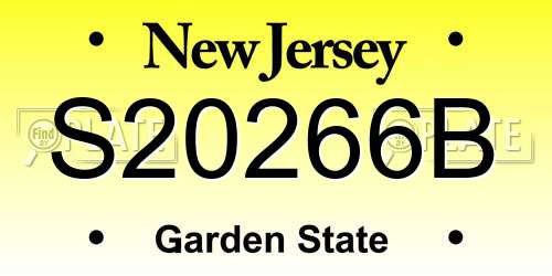 S20266B New Jersey License Plate