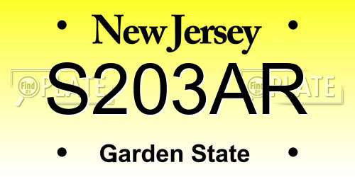 S203AR New Jersey License Plate