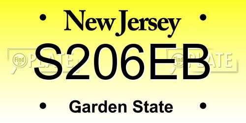 S206EB New Jersey License Plate