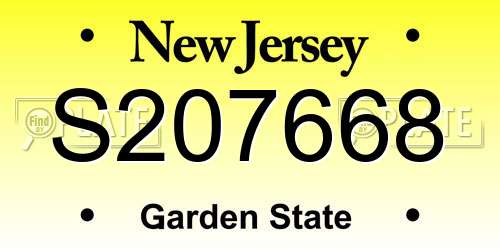 S207668 New Jersey License Plate