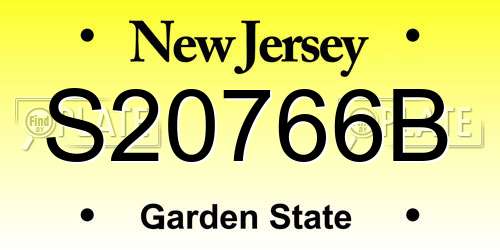 S20766B New Jersey License Plate