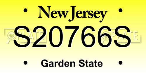 S20766S New Jersey License Plate