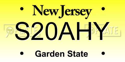 S20AHY New Jersey License Plate