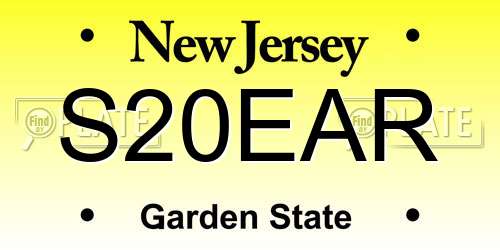 S20EAR New Jersey License Plate