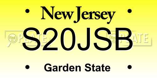 S20JSB New Jersey License Plate