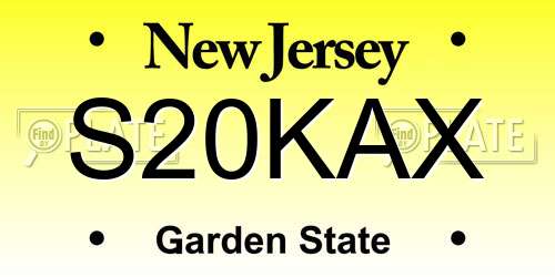 S20KAX New Jersey License Plate