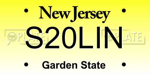 S20LIN New Jersey License Plate