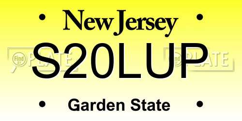 S20LUP New Jersey License Plate