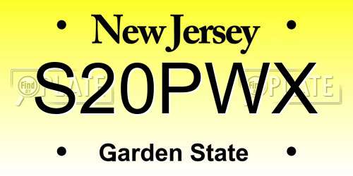 S20PWX New Jersey License Plate