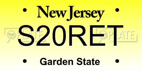 S20RET New Jersey License Plate