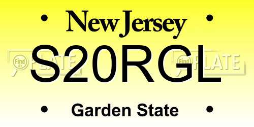 S20RGL New Jersey License Plate