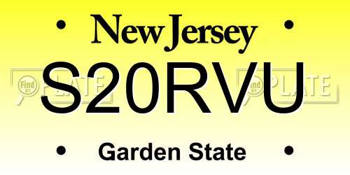 S20RVU New Jersey License Plate