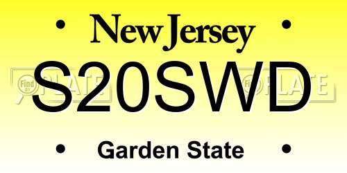S20SWD New Jersey License Plate