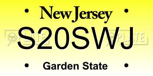 S20SWJ New Jersey License Plate