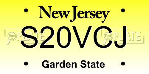 S20VCJ New Jersey License Plate