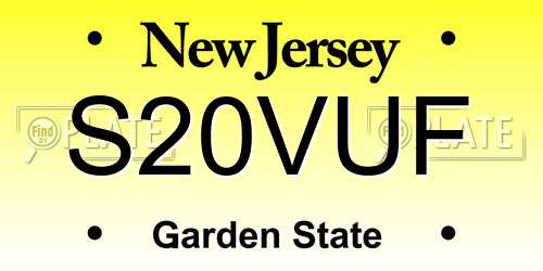 S20VUF New Jersey License Plate