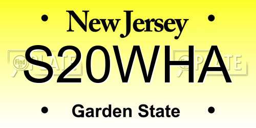 S20WHA New Jersey License Plate