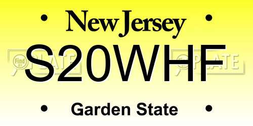 S20WHF New Jersey License Plate