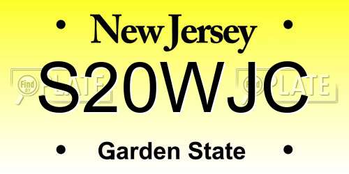 S20WJC New Jersey License Plate