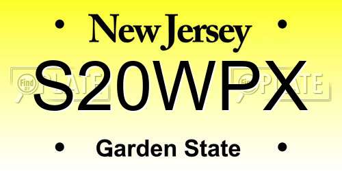 S20WPX New Jersey License Plate