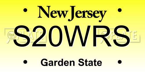 S20WRS New Jersey License Plate